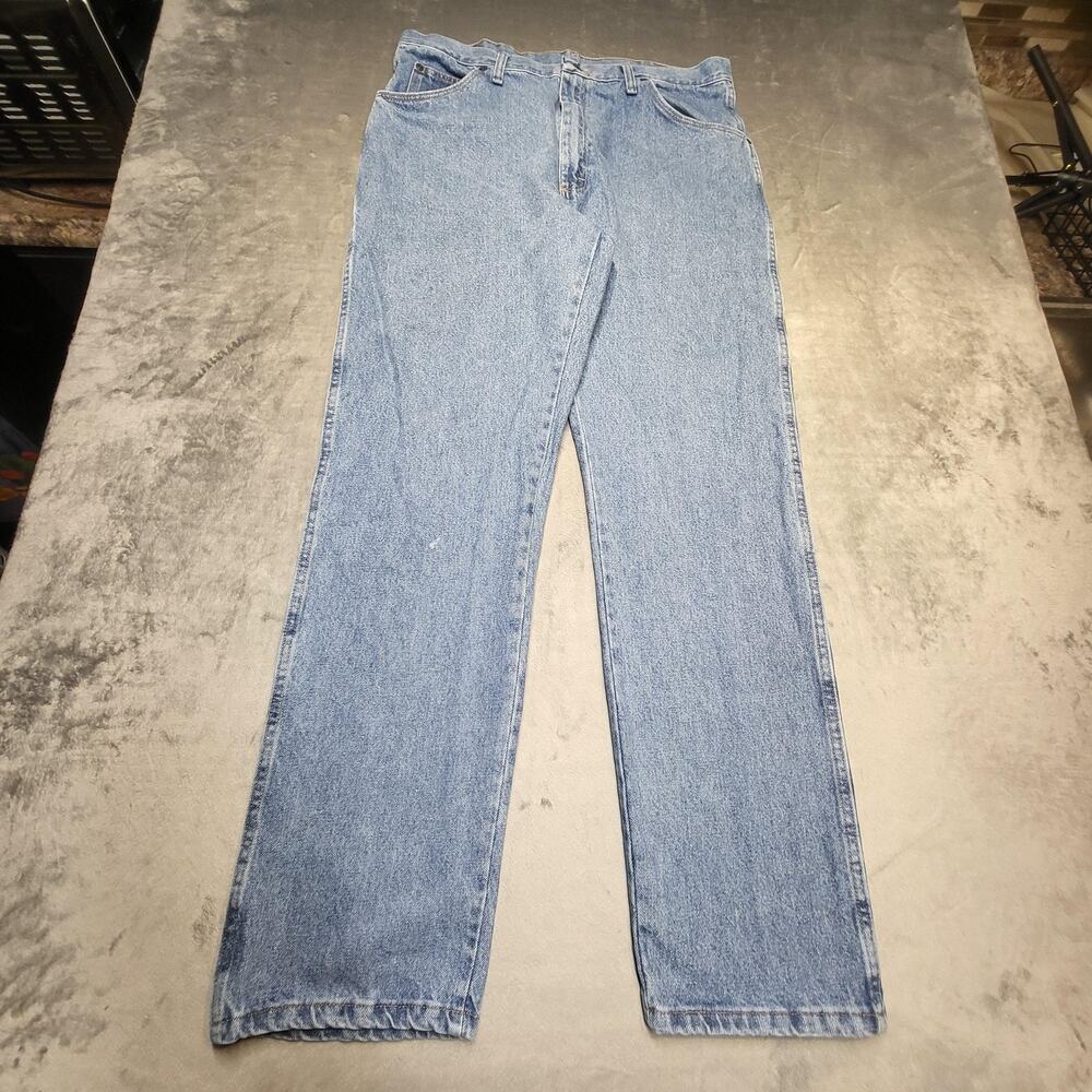 Wrangler Jeans Mens 38x34 Blue Regular Fit Straight Leg Denim 966T1SL 965TPSL